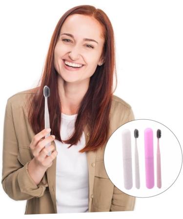 Buy PartyKindom 4 Pcs Travel Toothbrush Set - Sensitive Heads Durable PP Material | International Shipping Available - Buy Online on GoSupps.com