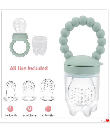Baby Fruit Food Feeder Pacifier Teether for Babies 4 M+ Milk Frozen Set 2in1 Teether Toy Made of Soft Silicone Feeder for Infant Safely Self Feeding BPA-Free Grey-green - Buy Online on GoSupps.com