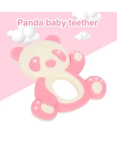 Baby Teething Toy - Cartoon Panda Shape Silicone Teether for Kids | Soft Hugs & Kisses (Pink/Black/Coffee) - Buy Online on GoSupps.com