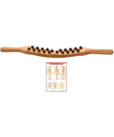 5 Set Gua Sha Massage Tools with Acupressure Points Chart - Wood Color 58cm for Body Wellness - Buy Online on GoSupps.com