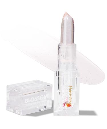 Blossom Lip Gloss Moisturizing pH Lip Balm Strawberry Scented Color Changing Shimmering Lip Stain Tint Infused with Real Flowers 3g Crystal