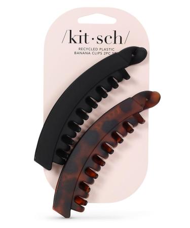 Kitsch Recycled Plastic Large Claw Clip - Big Banana Hair Clips for Women | Large Hair Claw Clips & Jaw Clips| Big Claw Clips for Thick Hair | Claw Hair Clips for Girls (2pc  Black&Tortoise) - Buy Online on GoSupps.com