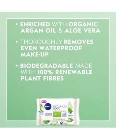 NIVEA Biodegradable Naturally Good Wipes (25 Wipes) Biodegradable Wipes Made from 100% Plant Fibres Natural Make-Up Wipes Face Wipes Makeup Remover (Pack of 2) 25 Count (Pack of 2) - Buy Online on GoSupps.com