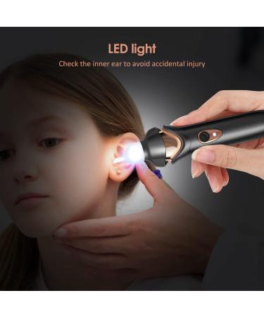 Electric Ear Wax Remover Vacuum Cleaner with LED Light - USB Rechargeable & Safe Ear Cleaning Tool for Adults and Kids (Black) - Buy Online on GoSupps.com