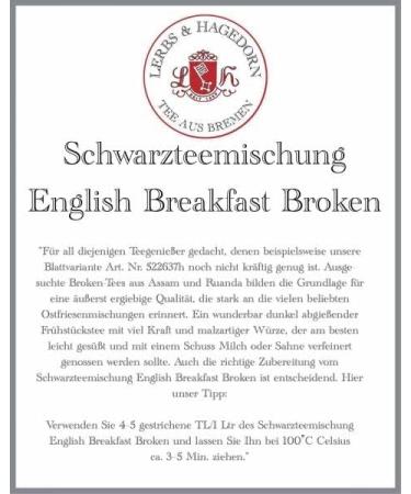  Lerbs & Hagedorn Lerbs & Hagedorn Broken English Breakfast Black Tea Blend | Strong and extremely affordable 1 kg (approx. 81 litres) of black tea - Buy Online on GoSupps.com