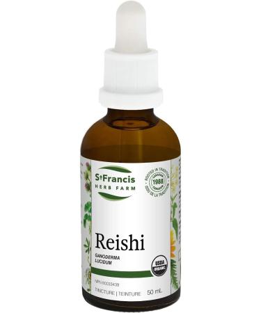 St. Francis Herb Farm Reishi Mushroom Herbal Tincture Liquid | Used as a Tonic for Fatigue & Debility | Helps to Treat Coughs | Organic | Non-GMO | Lactose-Free | (50ml) - Buy Online on GoSupps.com