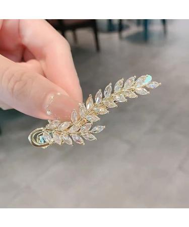 Crystal Duckbill Bangs Clip - Sweet Style Wheat Hairpin with Zircon Leaves for Girls & Women - Buy Online on GoSupps.com