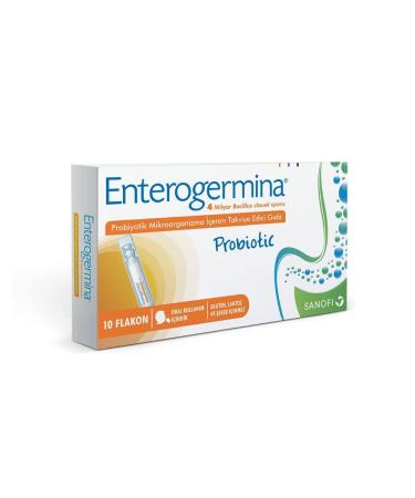 Enterogermina Adult Probiotic 4 Billion CFU/5mL 10 Vials 10 Count (Pack of 1)