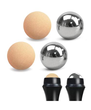 Stainless Steel Ice Roller Ball Oil Control On The Go Ball Fit REVLON Volcanic Face Roller Ball Compatible Fit REVLON oil absorbing roller Oil Blotting Tool(21.5mm Diameter 2+2 PCS Not Include Holder)