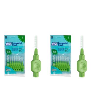 TEPE interdental brush Original green (ISO size 5: 0.8mm) / for simple and thorough cleaning of the interdental spaces / 1 x 8 interdental brushes (pack with 2)