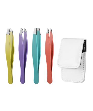 MAGICLULU 1 Set Eyebrow Tweezers Extension Tweezers Face Tools Grooming Tools Eyebrow Clamp Eyebrow Picker Facial Tools Tweezers for Eyebrow Flat Tip Cosmetic Stainless Steel 8.5x5.3cm Colorful