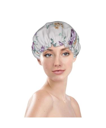 Flower Printed Shower Cap - Waterproof, Fits All Head Sizes & Hair Textures for Women - Buy Online on GoSupps.com