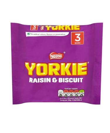 3 x Yorkie Raisin & Biscuit Chocolate Bar Multipack 44g 3 Pack Delicious Tasty And Twisty Treat Gift Hamper For Birthday Christmas Sold By Kidzbuzz