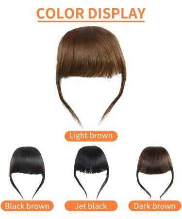 Real Human Hair Clip-In Thick Bangs Extension - Unprocessed French Fringe in Light Brown - Buy Online on GoSupps.com