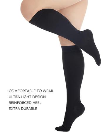 Compression Stockings for Blood Circulation - Varicose Vein Support Socks 23-32 mmHg - Tight Toe Black (4XL) - Ideal for Breastfeeding - Buy Online on GoSupps.com