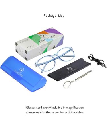 Buy Vision Global Blue Light-Blocking Glasses for Men & Women - Stylish Oval Anti-Reflective Computer & TV Reading Glasses - 2.5x Magnification - Buy Online on GoSupps.com