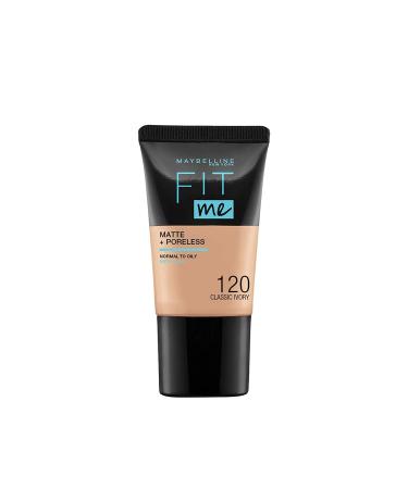 Maybelline New-York Fit Me Matte & Poreless Fluid Foundation, Normal to Oily Skin, Shade: 120 CLASSIC IVORY, 18 ml