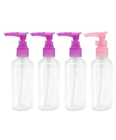 Canjerusof 4 pieces empty refillable plastic dispenser pumping bags for lotion shampoo massage oil Dispensing bottle pump dispenser bottles shampoo travel bottles random color 100ml
