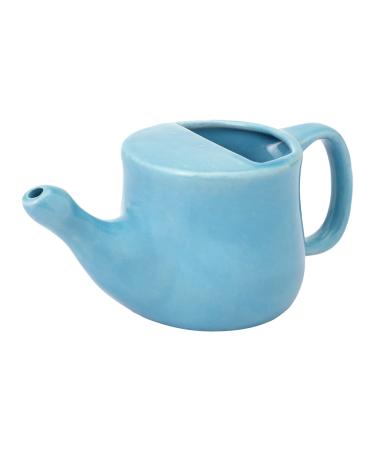 HealthGoodsIn Ceramic Neti Pot Spill Proof with 5 Sachet Neti Salt - Sky Blue Color Holds 250 ML (8.4 FL Oz)