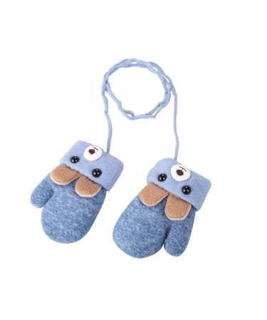 AIDIER Baby Winter Mittens Knitted Gloves with Fleece Lined Hang Neck Mittens for Baby Boyes Girls 0-3 Years Blue