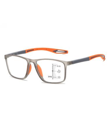 Fashion progress reading glasses progressive multifocus anti-blue light glasses men reading aid anti-fatigue glasses (color: orange size: 2.0x) 2.0x orange