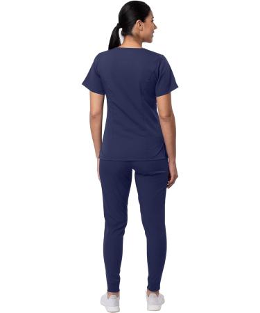Adar Pro Flawless Plus Scrub Set for Women - Elevated V-Neck Top & Jogger Scrub Pants Small Navy - Buy Online on GoSupps.com