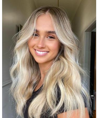 BLONDE UNICORN Ash Blonde Lace Front Wig Long Wavy Synthetic Wig Middle Part Hair Wig for Women (ash blonde wig)