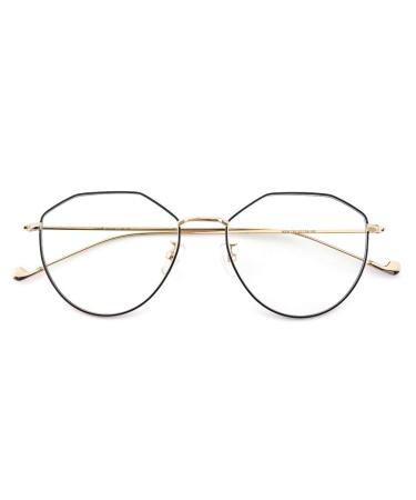 Cyxus Blue Light Filter Glasses Women Geometry Fashion Lightweight Unique Eyewear (8009-Blackgold) 04-3black