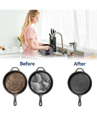 piuryue Cast Iron Scrubber with Handle Stainless Steel Chainmail Cleaner for Pans and Skillets - Cast Iron Cookware Ovens Easy to Use - Buy Online on GoSupps.com
