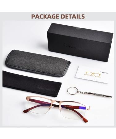 FONHCOO Half-Rim Reading Glasses for Men & Women - Blue Light Filter Visual Aid for Seniors - Stylish Gold Design - Buy Online on GoSupps.com