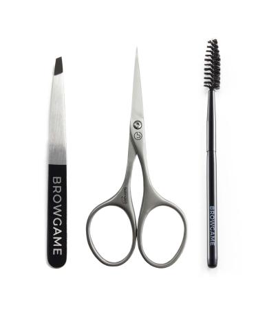 Precision Brow Kit - Essential Tool For Trimming Unruly Eyebrows - Achieve Results When Grooming Your Brows - Firm Synthetic Bristles - Suitable For Every Day Use Or On-The-Go Travel - 3 Pc