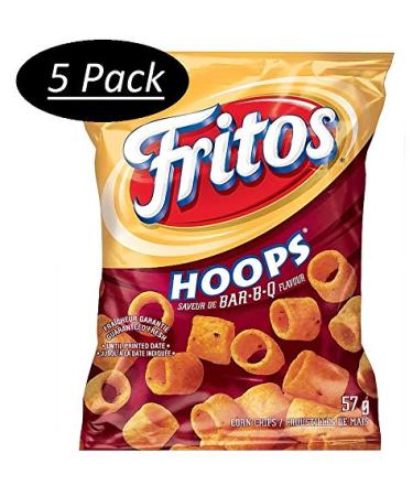 Fritos Hoops Bar-B-Q Corn Chips 57g/2oz - 5 Pack Imported from Canada