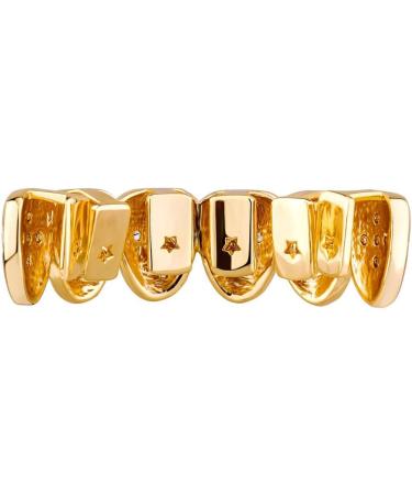 Men's Personalised Big Gold Teeth Grillz Patchwork Braces with Iced Out Round Zirconium Halloween Cosplay Party Tooth Rapper Gift for Women Men - Buy Online on GoSupps.com