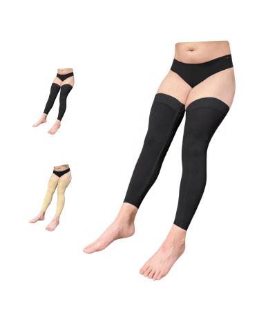 Thigh High 15-20 mmHg Compression Wide Leg Calf Inside Zipper No Foot (Black 3X-Large) 3X-Large Black