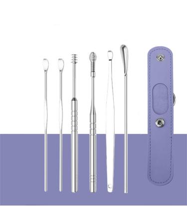6 Pcs Ear Pick Earwax Removal Kit Innovative Spring Earwax Cleaner Tool Set Ear Cleansing Tool Set with Storage Box (Purple)