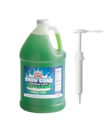 ZippySweets - Lemon Lime Flavour Snow Cone Syrup with Complimentary Pump 1 Gallon - Makes Up to 128 Shaved Ice Treats Perfect Shaved Ice Syrup for Parties and Gatherings