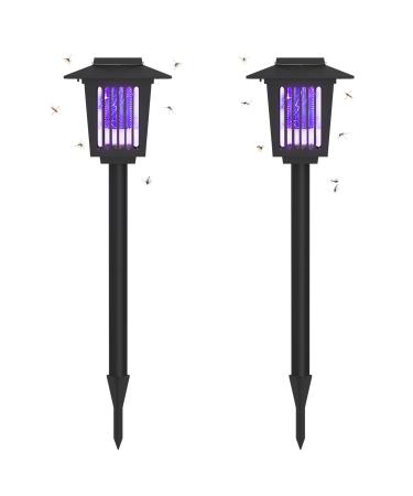 2 Pack Solar Bug Zapper Outdoor Solar Mosquito Zapper Powered Bug Zapper LED Mosquito Killer Light Lamp(22.44 * 5.9 ) for Indoor and Garden Use 2Pack-01