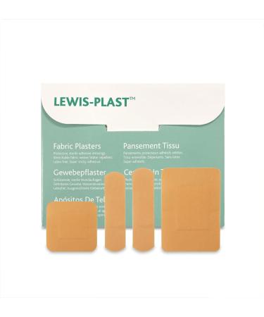Lewis-Plast Premium Assorted Breathable Fabric Plasters - Box of 100 First Aid Medical Grade Plaster - Suitable for All Types of Minor Cuts and Grazes - Fast Wound Healing 100 Fabric Plasters