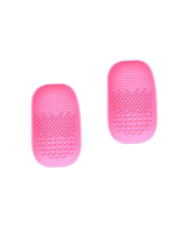 FRCOLOR 2 pcs portable brush cleaner bowl makeup cleaner make up brush clean pad makeup cleaning mat silicone makeup applicator make up tools Brush Cleaning Plate tray makeup brush Size 1x2pcs Pinkx2pcs