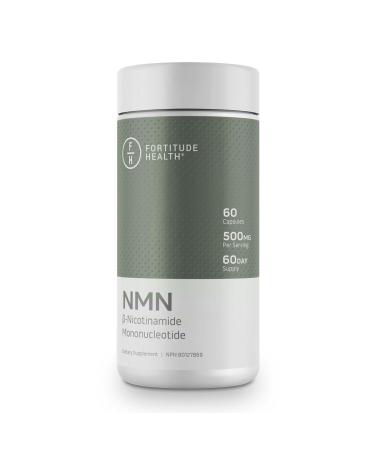 Fortitude Health NMN Capsules | 500mg NMN Pure & Potent B-Nicotinamide Mononucleotide NAD+ Booster Supplement Vitamin B3 | Supports Cellular Health Boost NAD+ Anti-Aging Brain Health | 60 Capsules