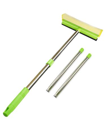 ITTAHO Multi-Use Window Squeegee, 2 in 1 Squeegee Window Cleaner with Long Extension Pole, Sponge Car Window Squeegee with 58" Long Handle for Gas Station, Glass,Shower,Outdoor High Window Cleaning