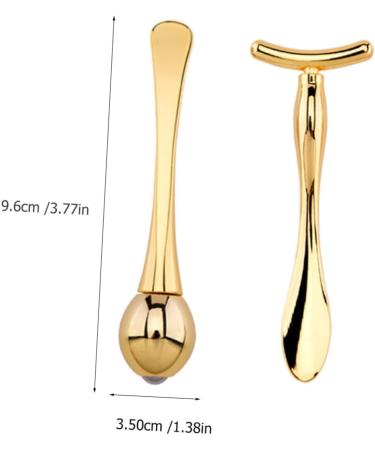Premium Gold T-Bar Eye Massage Roller Set - Eye Cream Massage Device for Refreshing Skin - 9.6x3.5cm - Buy Online on GoSupps.com