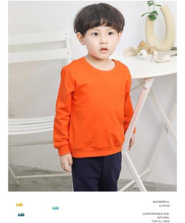 Taigood Boys Cotton Sweatshirt Long Sleeve T Shirt, 5-6 Years, Orange - Buy Online on GoSupps.com