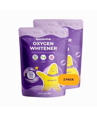 Oxygen Whitener - Safe Bleach Alternative by SparkleHub | 35 oz Natural Formula Revitalizes Fabrics and Restores Luminosity | Chlorine Free Oxygen Bleach For Laundry 2.2 lbs (1 kg) (2)