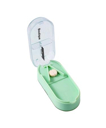 Pill Cutter Portable Tablet Cutter with Blade and Storage Compartment Cutting & Storage in One Pill Splitter for Travel for Small Pills Large Pills Cut in Half Quarter-Green