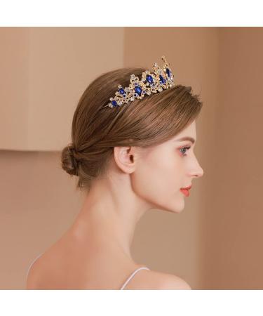 Kamirola Blue Baroque Vintage Crown - Princess Rhinestone Tiara for Christmas, Wedding, Prom - Women's Costume Accessory - Buy Online on GoSupps.com