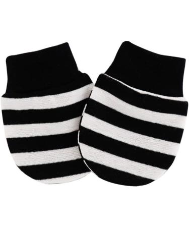 KERDEJAR Baby Anti-Scratching Cotton Gloves - Newborn Protection Mittens | Black & White Stripes (1 Pair) - Buy Online on GoSupps.com