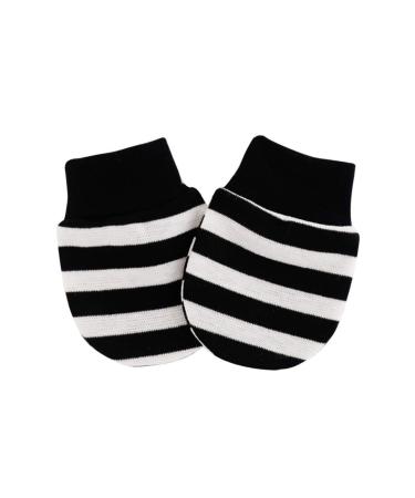 KERDEJAR 1 Pair Baby Anti Scratching Soft Cotton Gloves Newborn Protection Face Scratch Mittens Infant Handguard Supplies Black And White Stripes