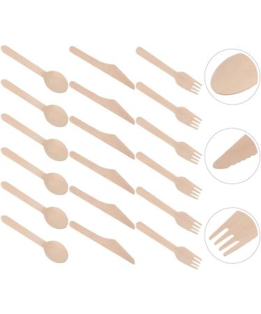 (300 Count) Disposable Wooden Cutlery Set - Alternative to Plastic Cutlery Eco Friendly Biodegradable Compostable Cutlery Set - 100 Wood Spoons 100 Wooden Knives 100 Wooden Forks - Buy Online on GoSupps.com