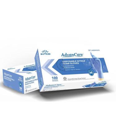 ADVANCARE Disposable Nitrile Medical Chemo Rated Examination Gloves Blue Small